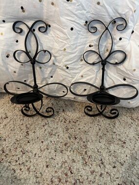 Vintage Black Metal Candle Holders